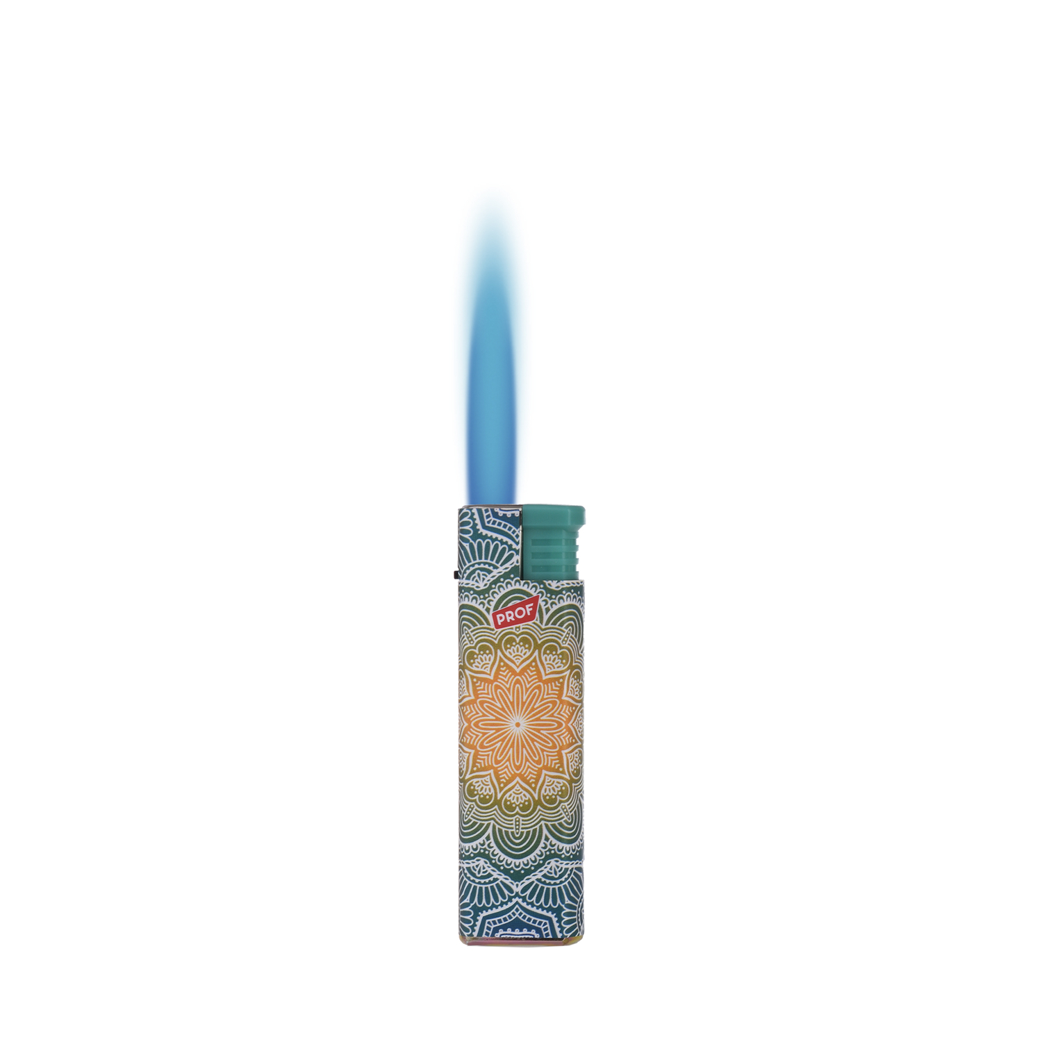 Feuerzeug, Gasfeuerzeug, Mandalamuster, Mehrfarbig, Blaue Flamme