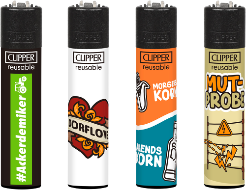 Clipper-Feuerzeug, nachfüllbar, Kunststoffgehäuse, mehrfarbig, bedruckt