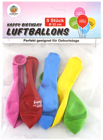 Happy Birthday Luftballons 5er Beutel