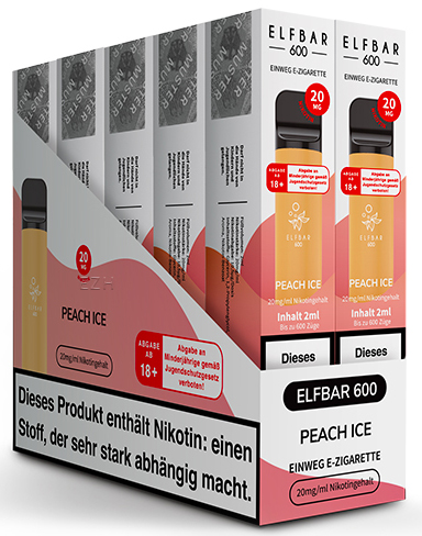 Elfbar 600 "Peach Ice" mit Nikotin