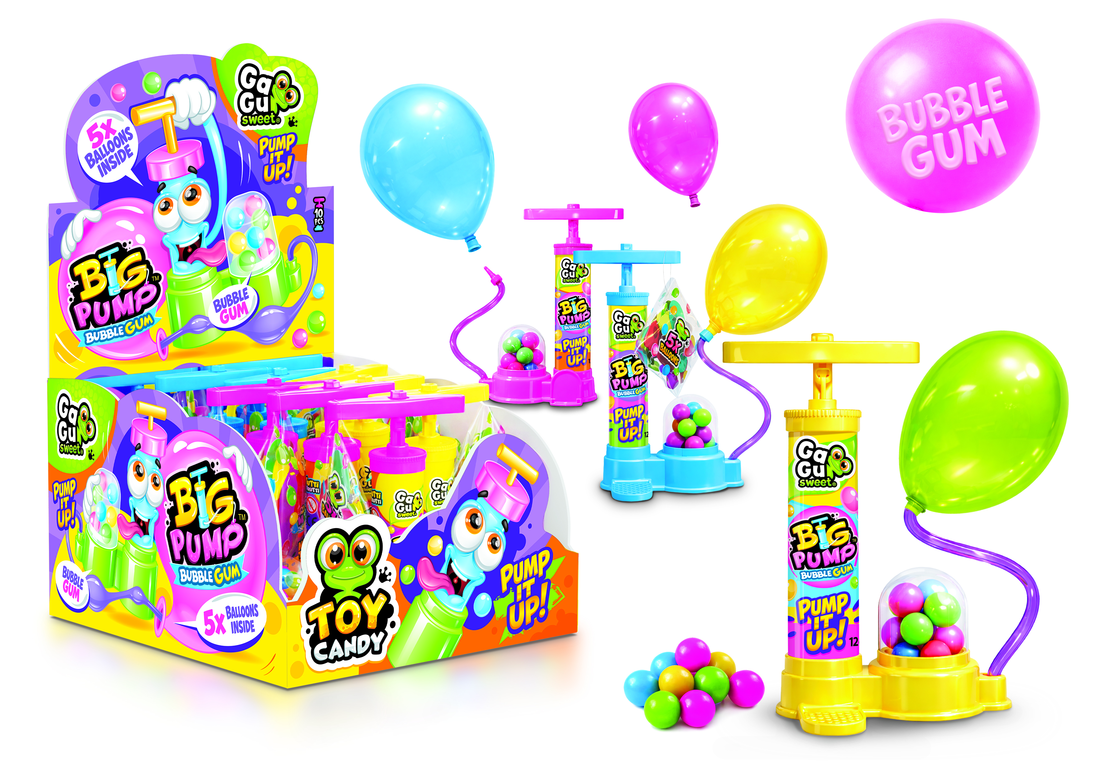 Bubble Gum, Pump Up Kit, Balloon Kit, Toy Candy, Großes Displaybox