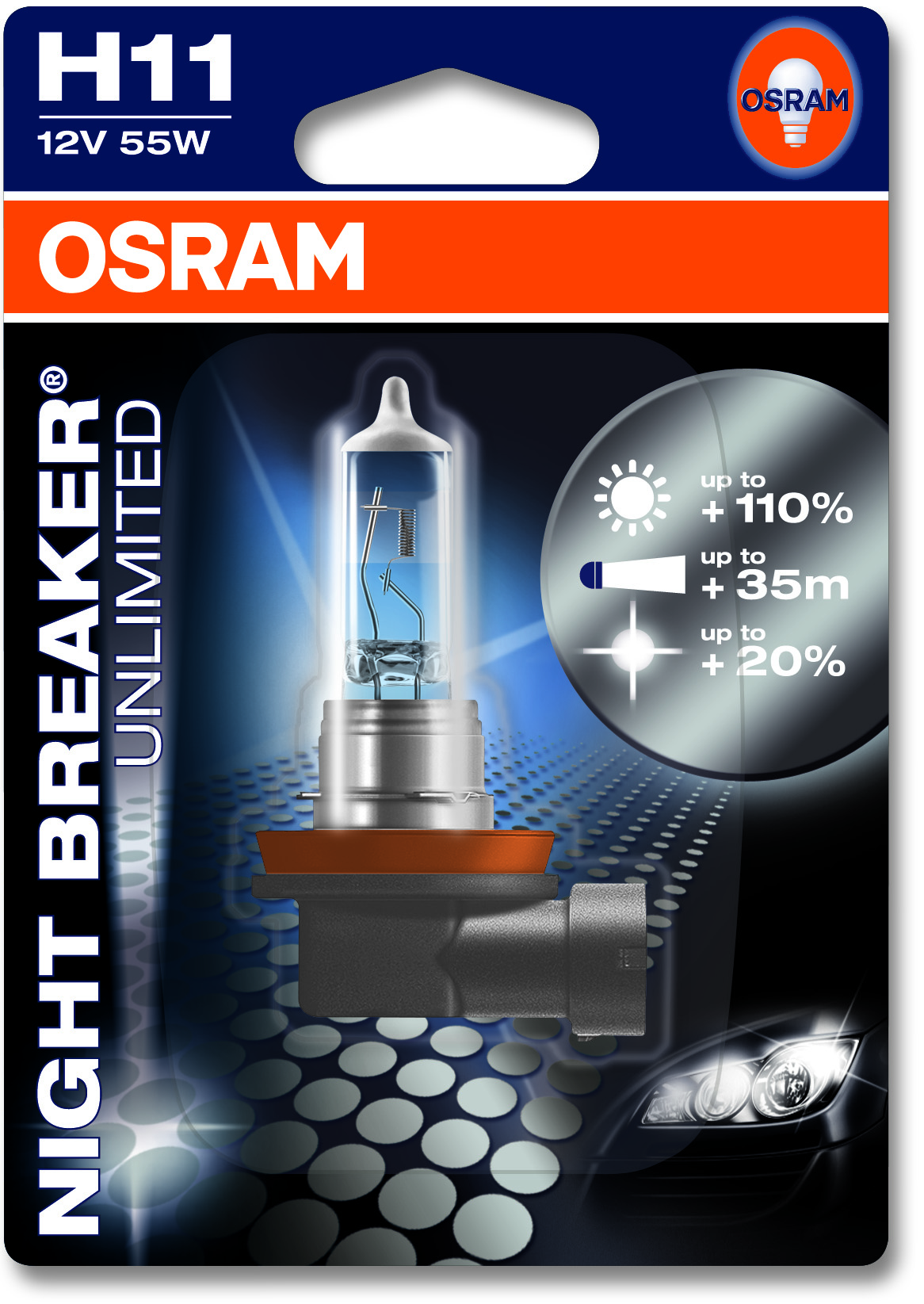 Osram PKW Night Breaker H11, 12V Einzelblister
