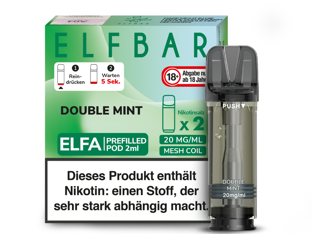 POD, Double Mint, Nikotin-Salz, Mesh-Coil, 2 ml Pod
