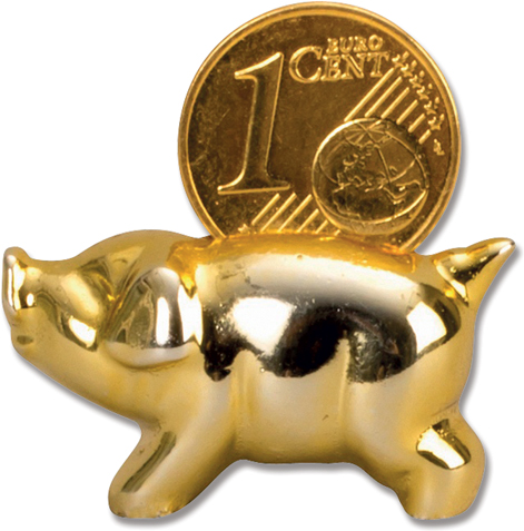Mini-Schwein mit Cent Stück